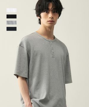 와플 헨리넥 하프 티셔츠 [ 4 COLOR ]