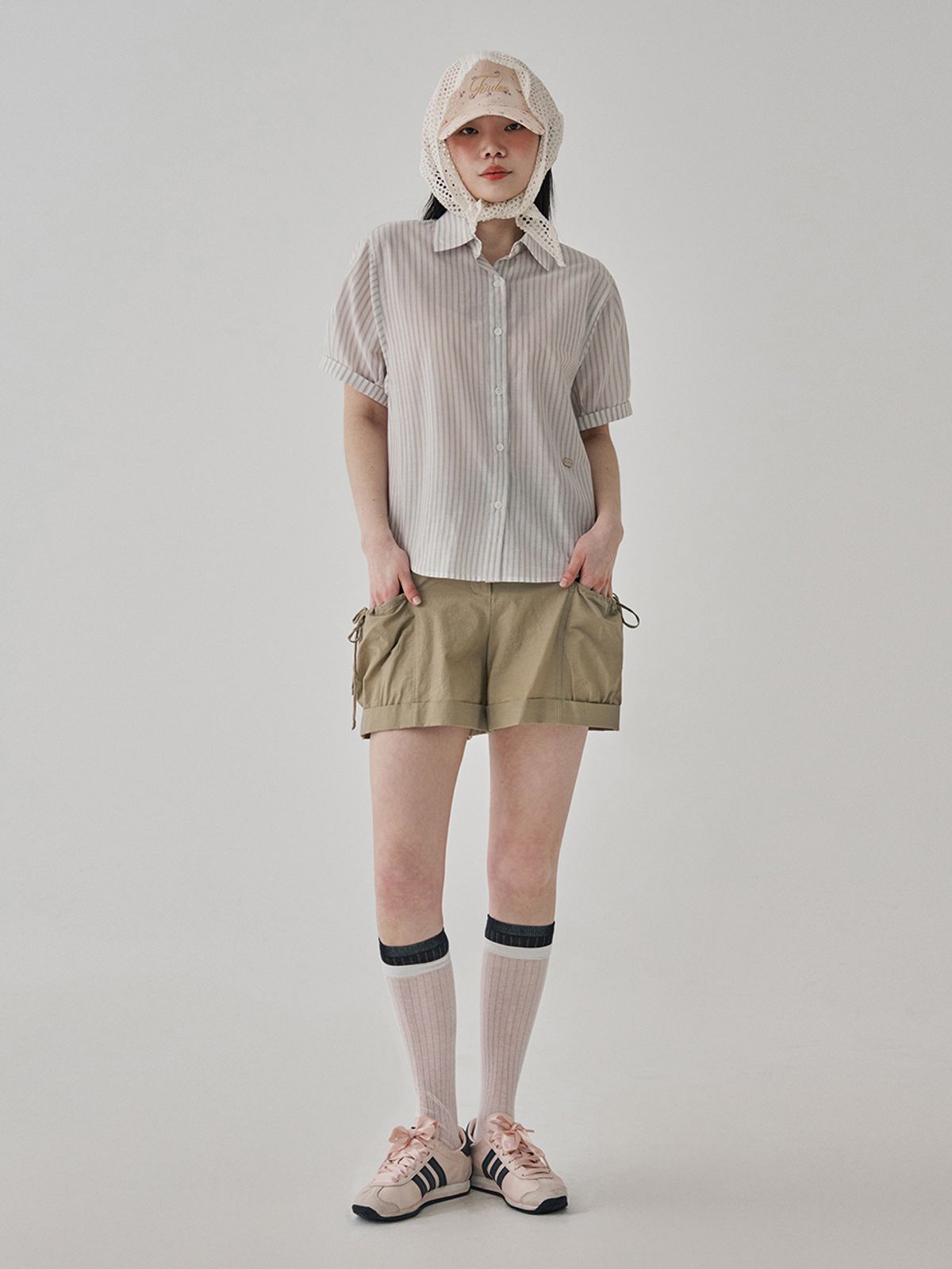 메르시앤에스(MERCIANNES) Shirring Pocket Roll-up Wide Shorts_MB5SPN4