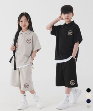 [SET] 클래시 로고 카라 반팔&버뮤다팬츠 셋업 (4color)