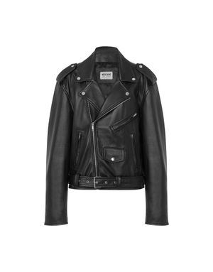 진스 펑크 프린트 레더 바이커