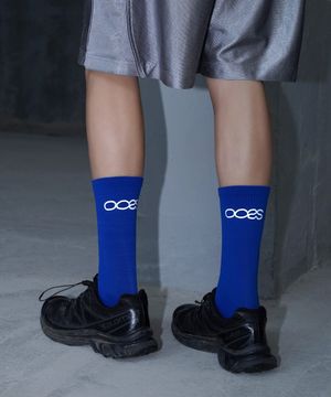 OOSS 남성 리플렉티브 러닝 크루 삭스 블루