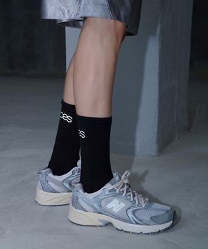 OOSS 남성 리플렉티브 러닝 크루 삭스 블랙