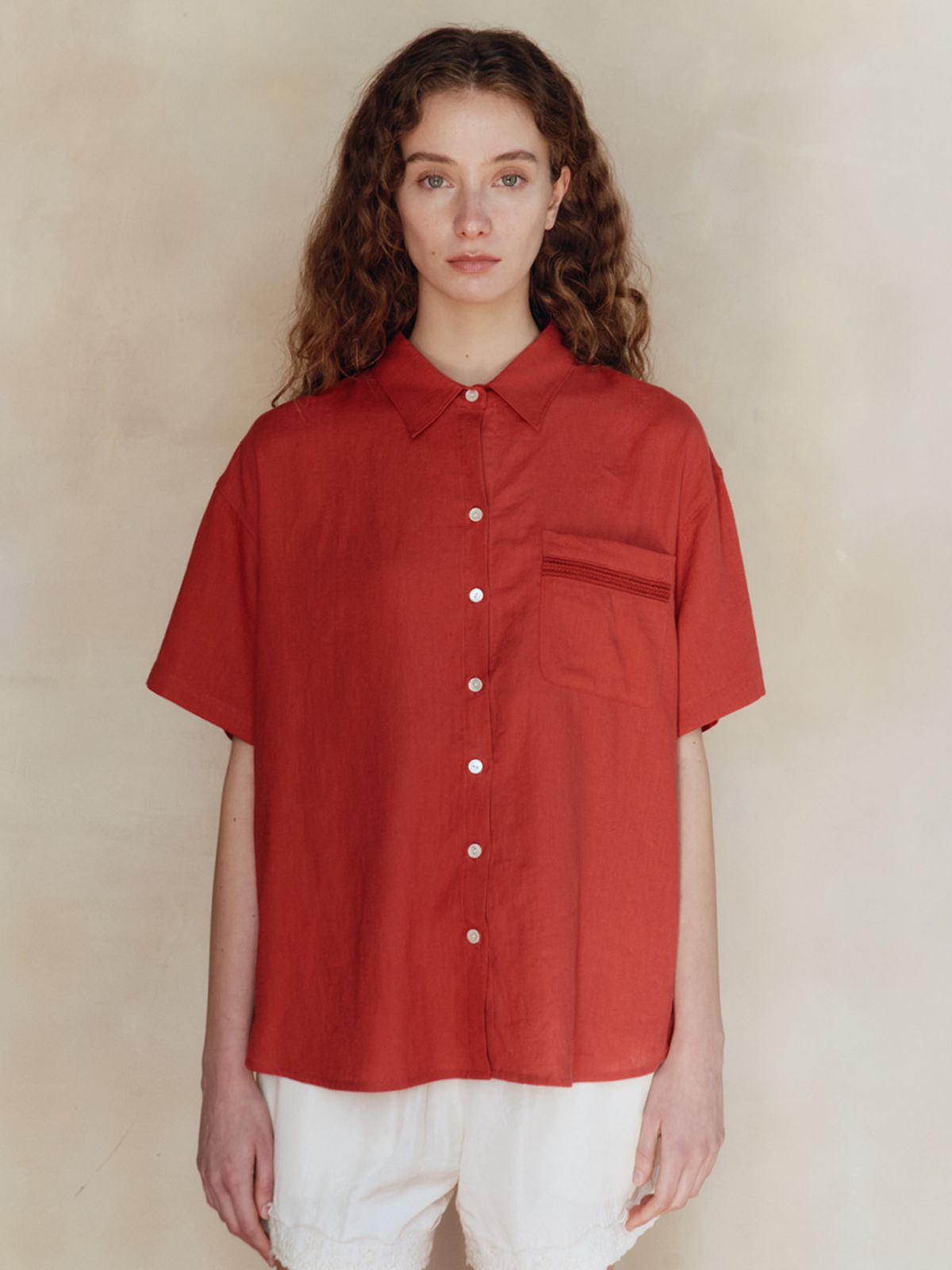 시엔느(SIENNE) Paul Linen Shirt (Red)