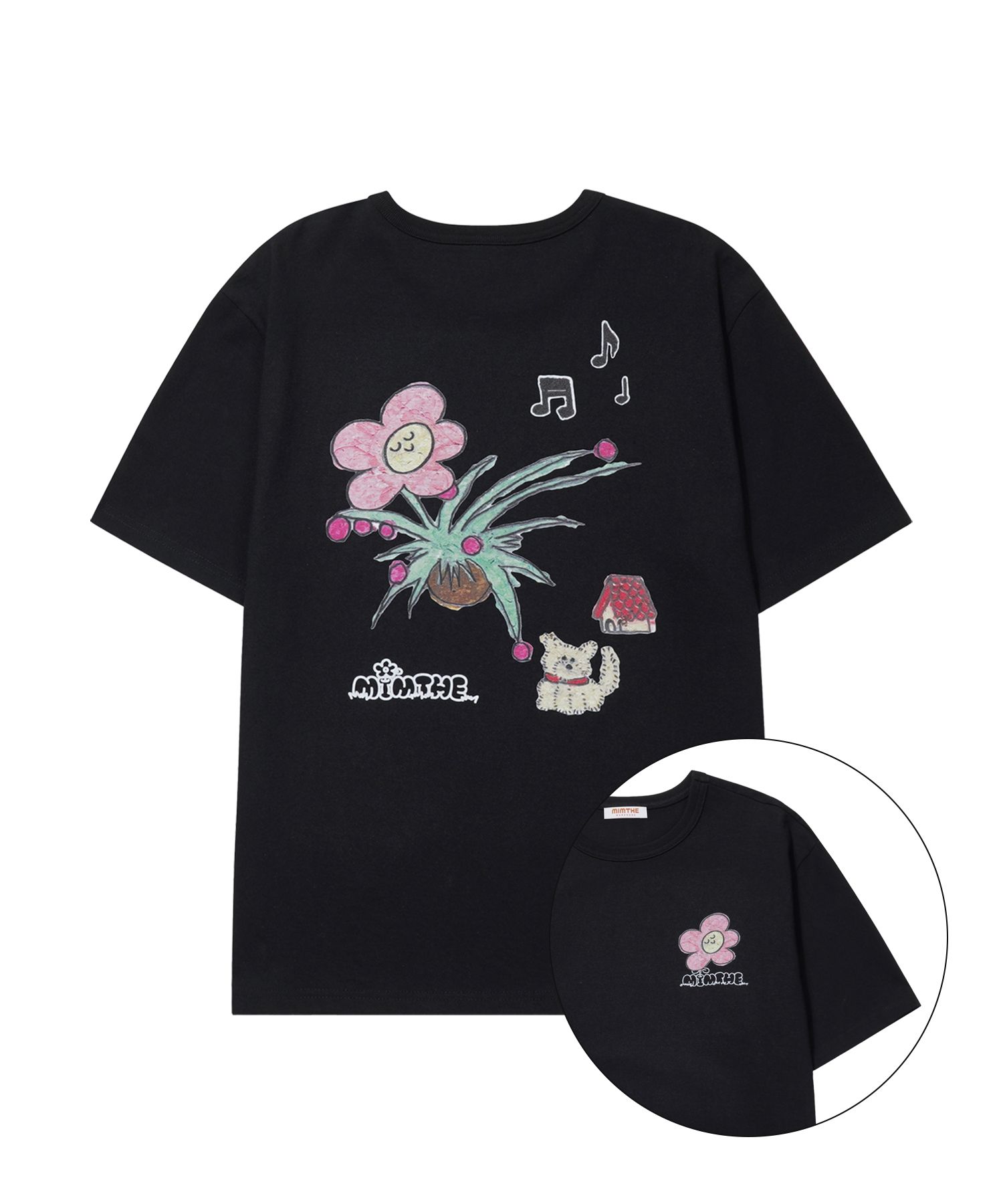 ★MIM the wardrobe★ Burur X Mimder Flowerpot T-shirt Black MUSINSA | MIMTHEWARDROBE Burur X Mimder Flowerpot T-shirt_Black