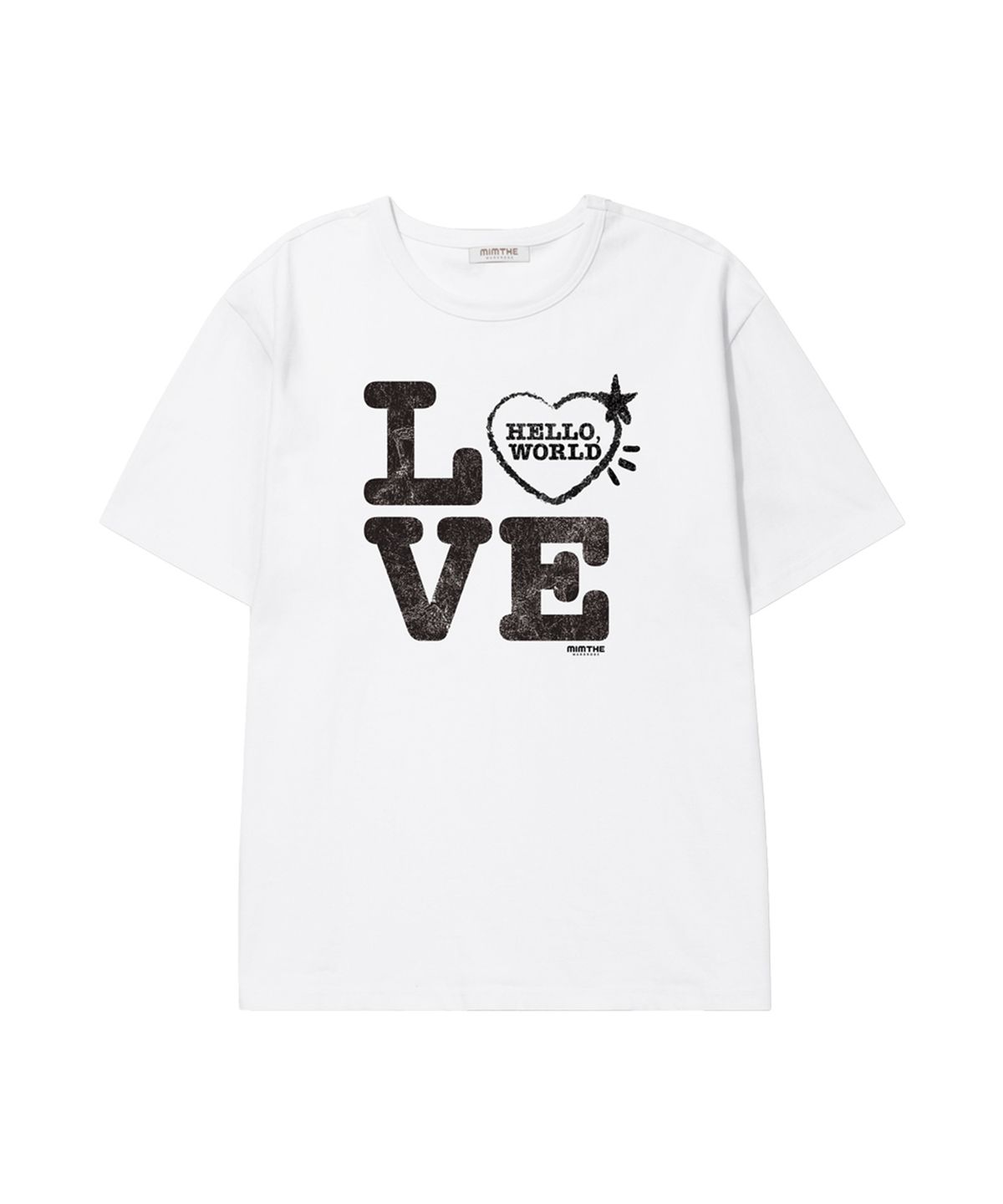 밈더워드로브(MIMTHEWARDROBE) 디어 월드 LOVE 티셔츠_화이트