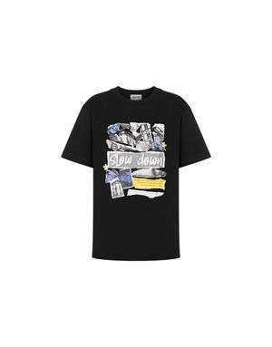 진스 펑크 프린트 반팔 티셔츠