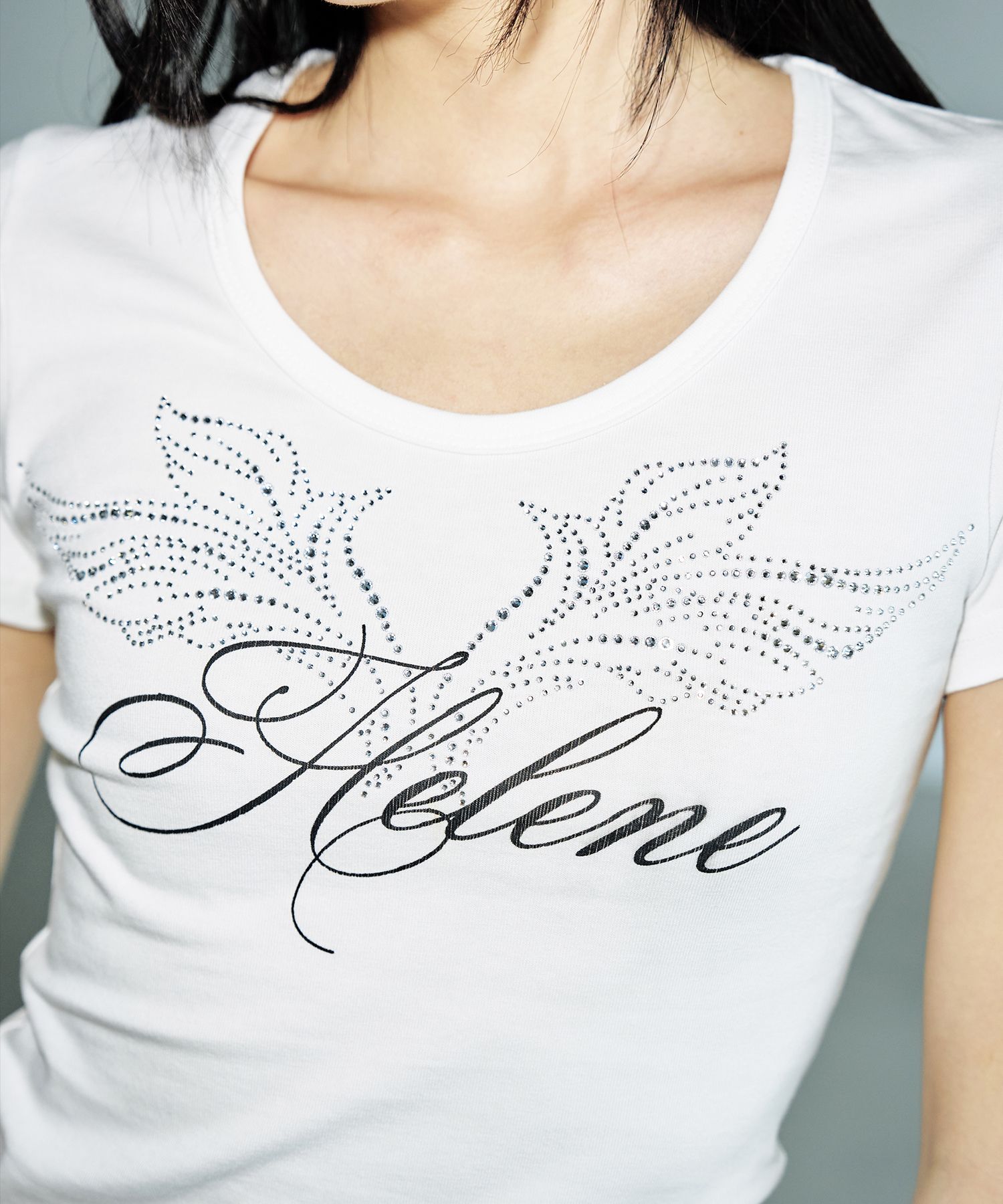 ★HELENE PARIS★ Angel Lettering Cubic Half T-Shirt White MUSINSA | HELENE PARIS Angel Lettering Cubic Half T-Shirt