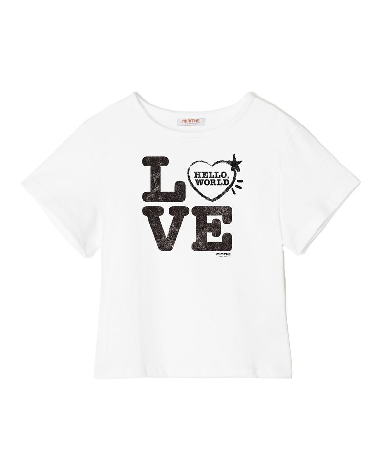 디어 월드 LOVE 크롭 티셔츠_화이트