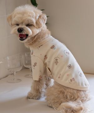 강아지 테디 항균 티셔츠 베이지
