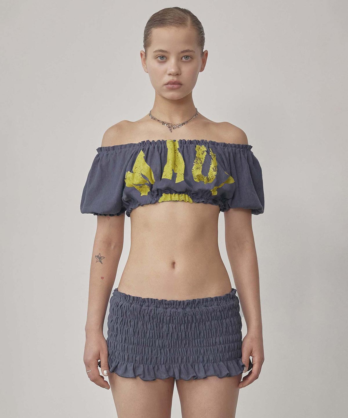 스컬프터(SCULPTOR) Crinkle Volumer Top Dusty Navy