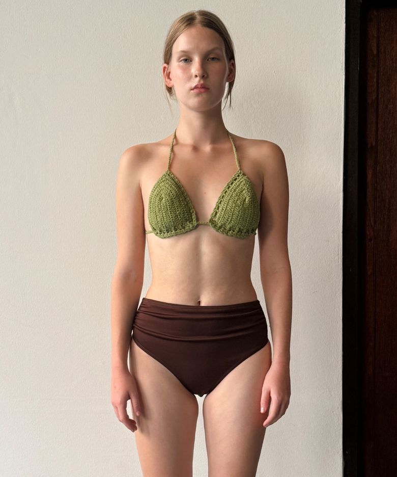 Hand Made Knit Bikini  Top (Green)
