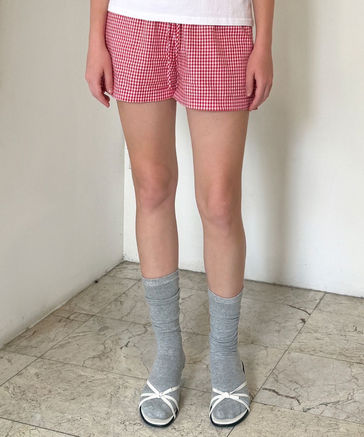 시눈(SINOON) Basic Point Label Shorts (Red)