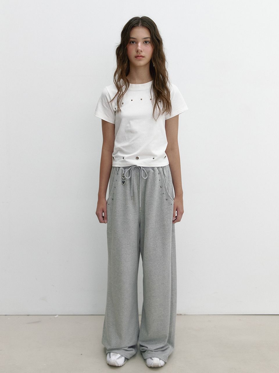 MUSINSA | ASURA POCKET STUD SWEATPANTS (MELANGE GREY)