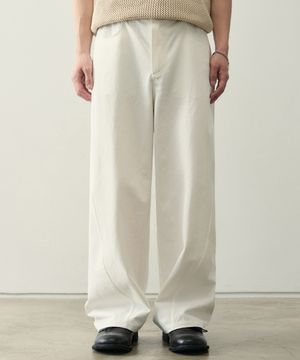 커브드 와이드 코튼 팬츠 [오프화이트]