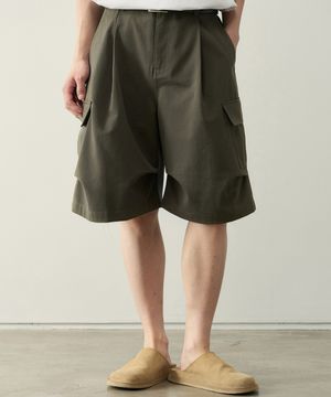 카고 버뮤다 와이드 코튼 팬츠 [카키]
