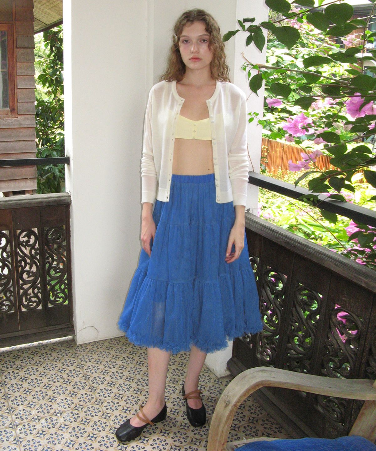 시눈(SINOON) Tute Midi Skirt (Blue)