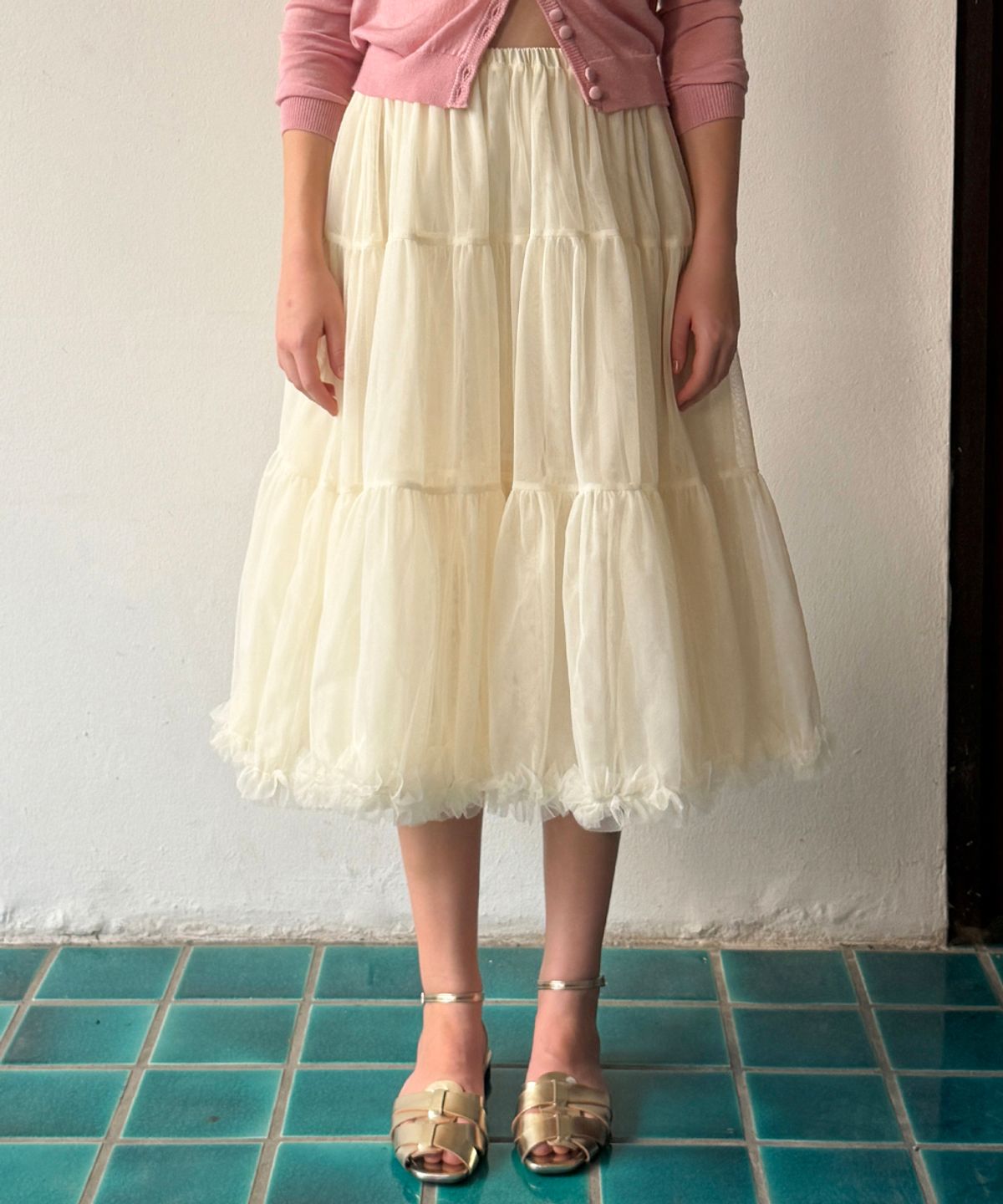 시눈(SINOON) Tute Midi Skirt (Lemon Yellow)