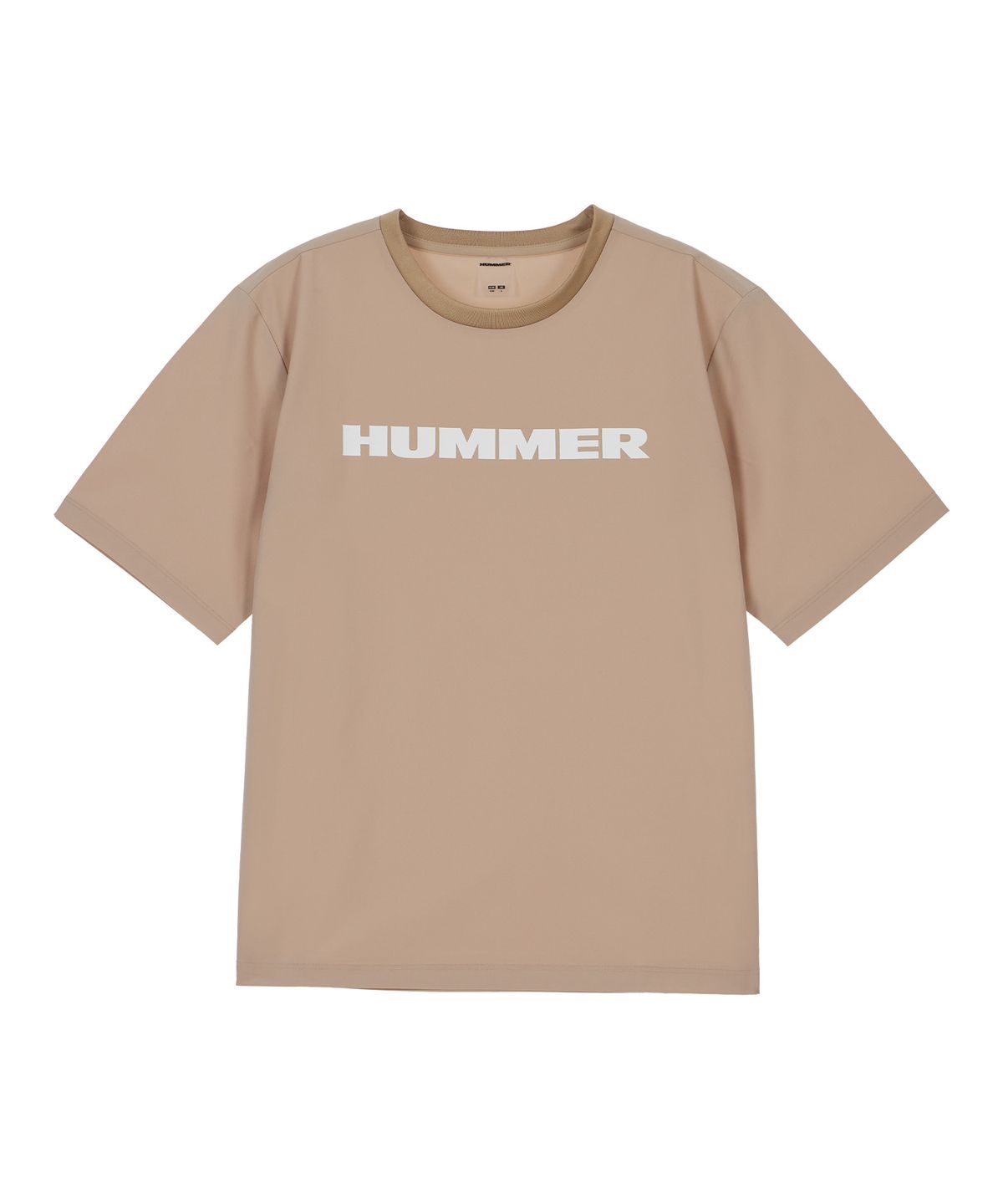 험머(HUMMER) 우먼 시그니처 로고 쿨링 우븐 반팔 티셔츠 베이지