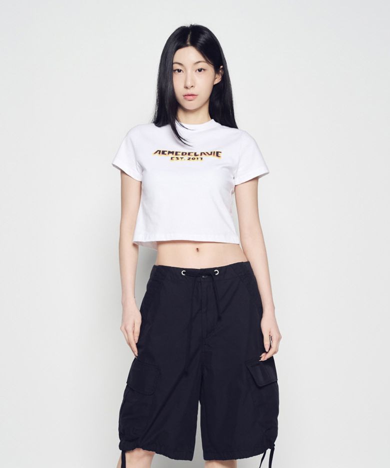 WOMAN FLAME LOGO SHORT CROP SLEEVE T-SHIRT (2COLOR)