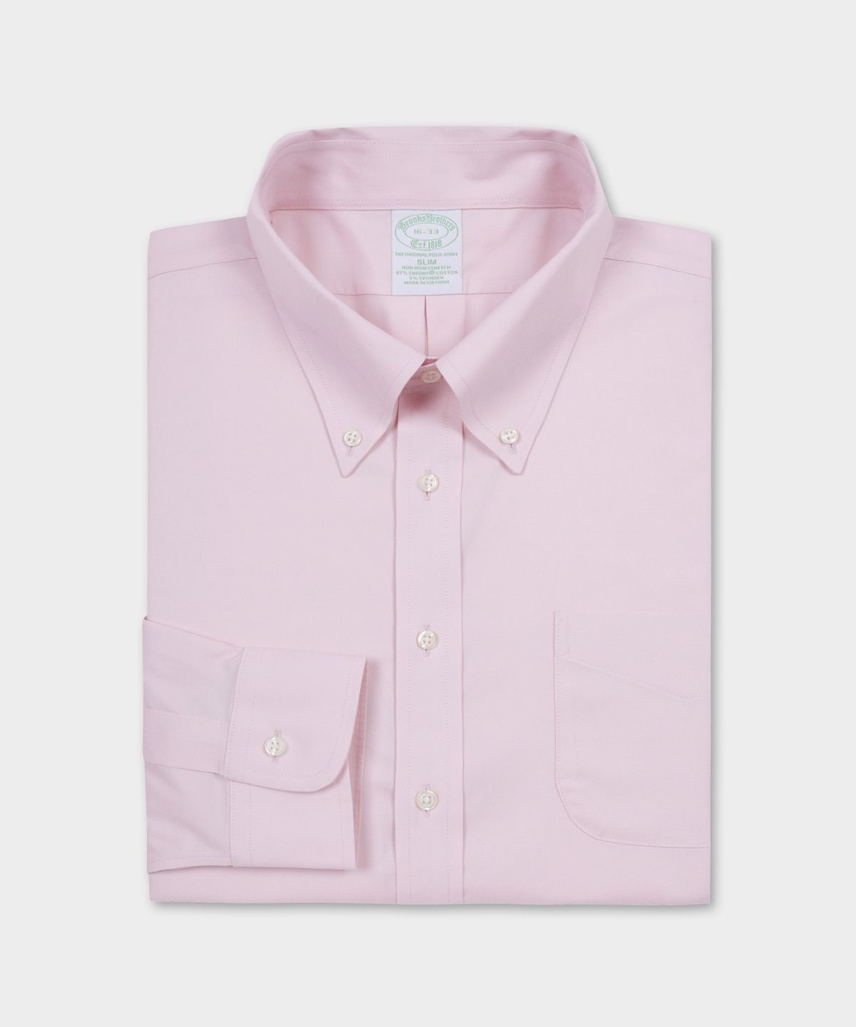 브룩스 브라더스(BROOKS BROTHERS) 슬림핏 논아이론 핀포인트 폴로버튼다운 드레스셔츠 (핑크) (BBTSMM9387C)
