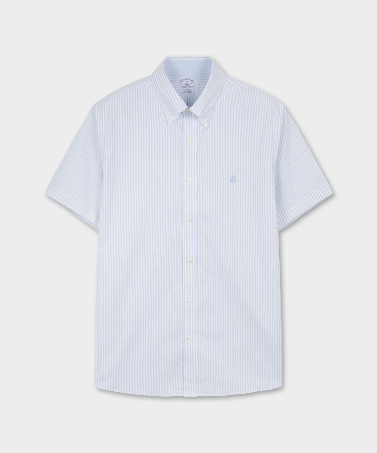 브룩스 브라더스(BROOKS BROTHERS) 논아이론 옥스포드 뱅갈 스트라이프 반팔 셔츠 (라이트블루) (BBTPMN2284M)