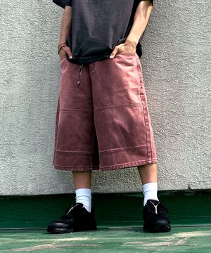 절개 라인 데님 버뮤다 팬츠_핑크