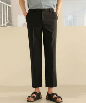 시크릿 옆밴딩 블랙 크롭 스판 슬랙스