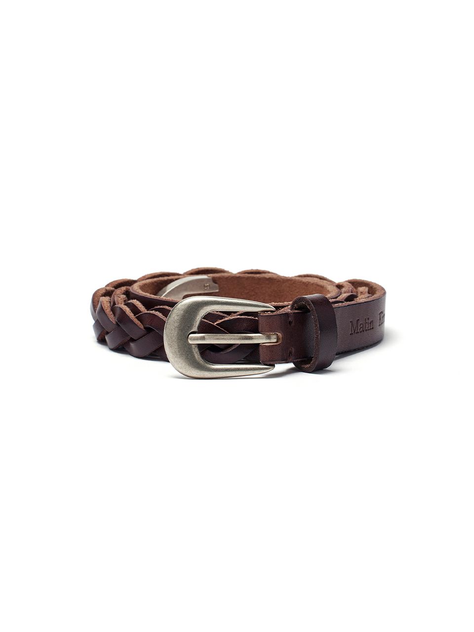 MUSINSA | MATIN KIM WEAVING LEATHER BELT IN BROWN