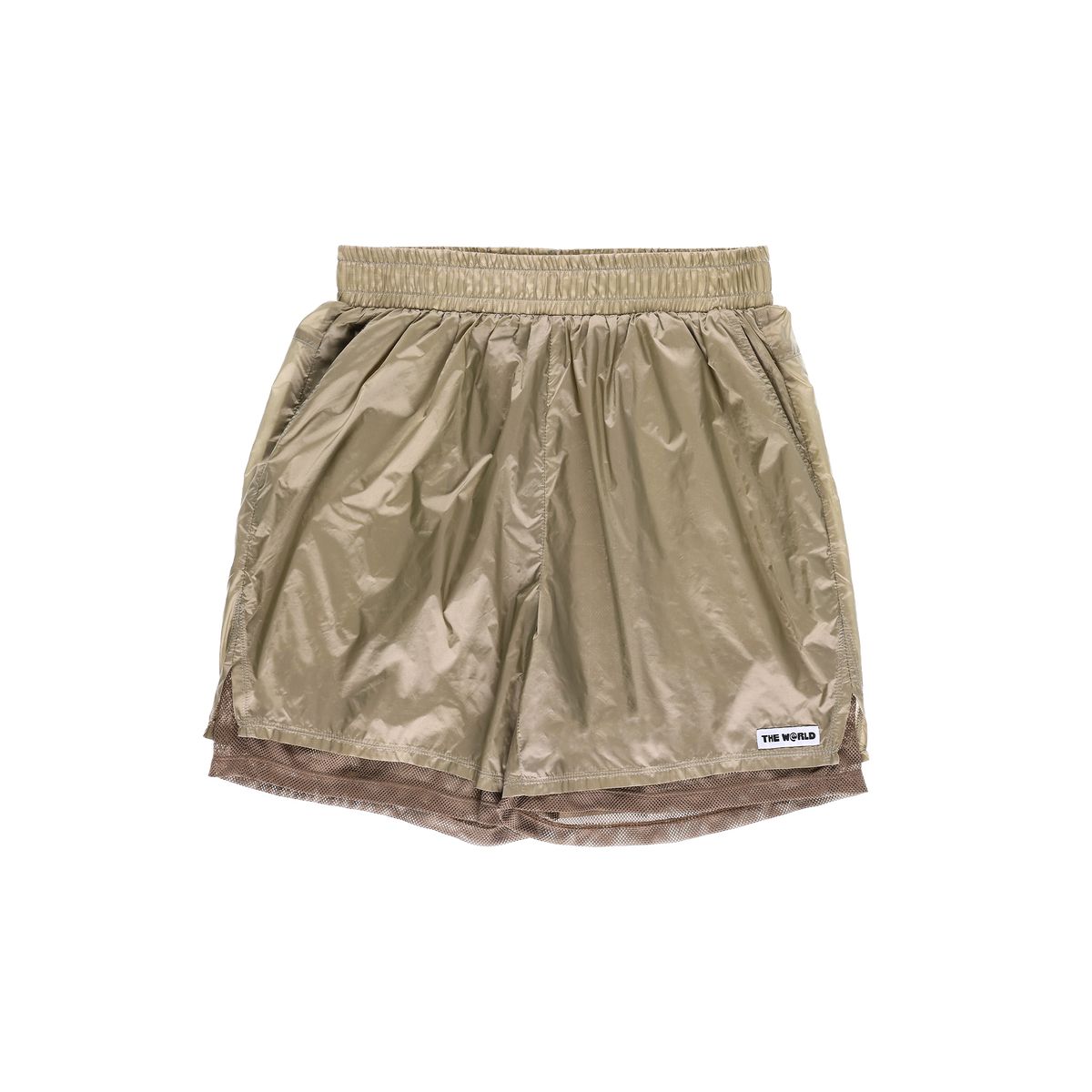 더왈드(THEWARLD) OPAQUE MESH LAYERED SHORT PANTS BEIGE