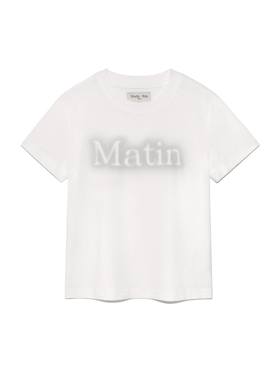 MUSINSA | MATIN KIM MATIN SHADOW TYPO TOP IN WHITE