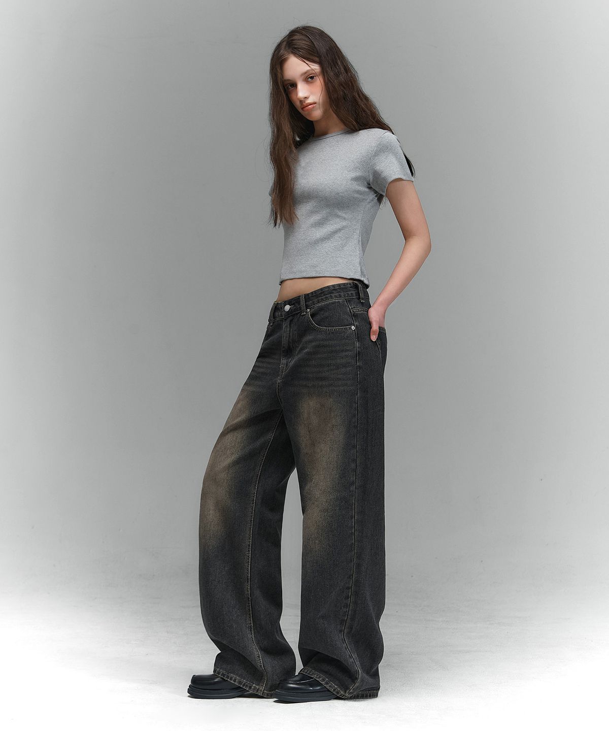 랜덤오프(RANDOMOFF) BTB : WAVE WASHING JEANS [BLACK CORE]