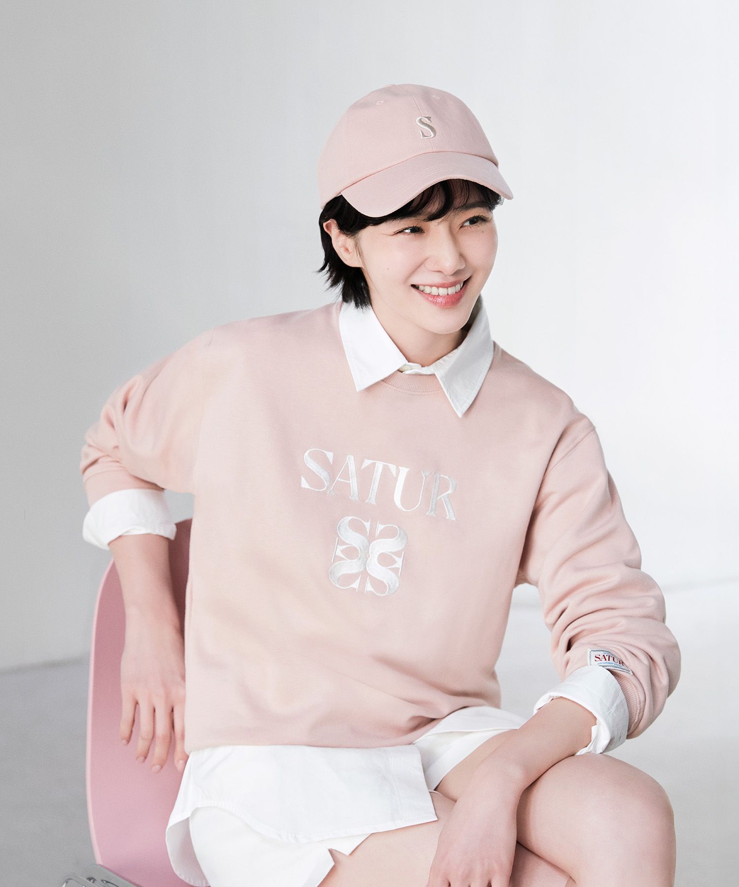 MUSINSA | SATUR Classic Small Logo Ball Cap Pink