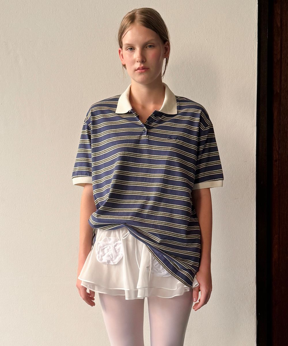 【Sinoon】 Stripe Half Sleeve PK Shirt 3色 MUSINSA | SINOON Stripe Half Sleeve PK Shirt (Blue)