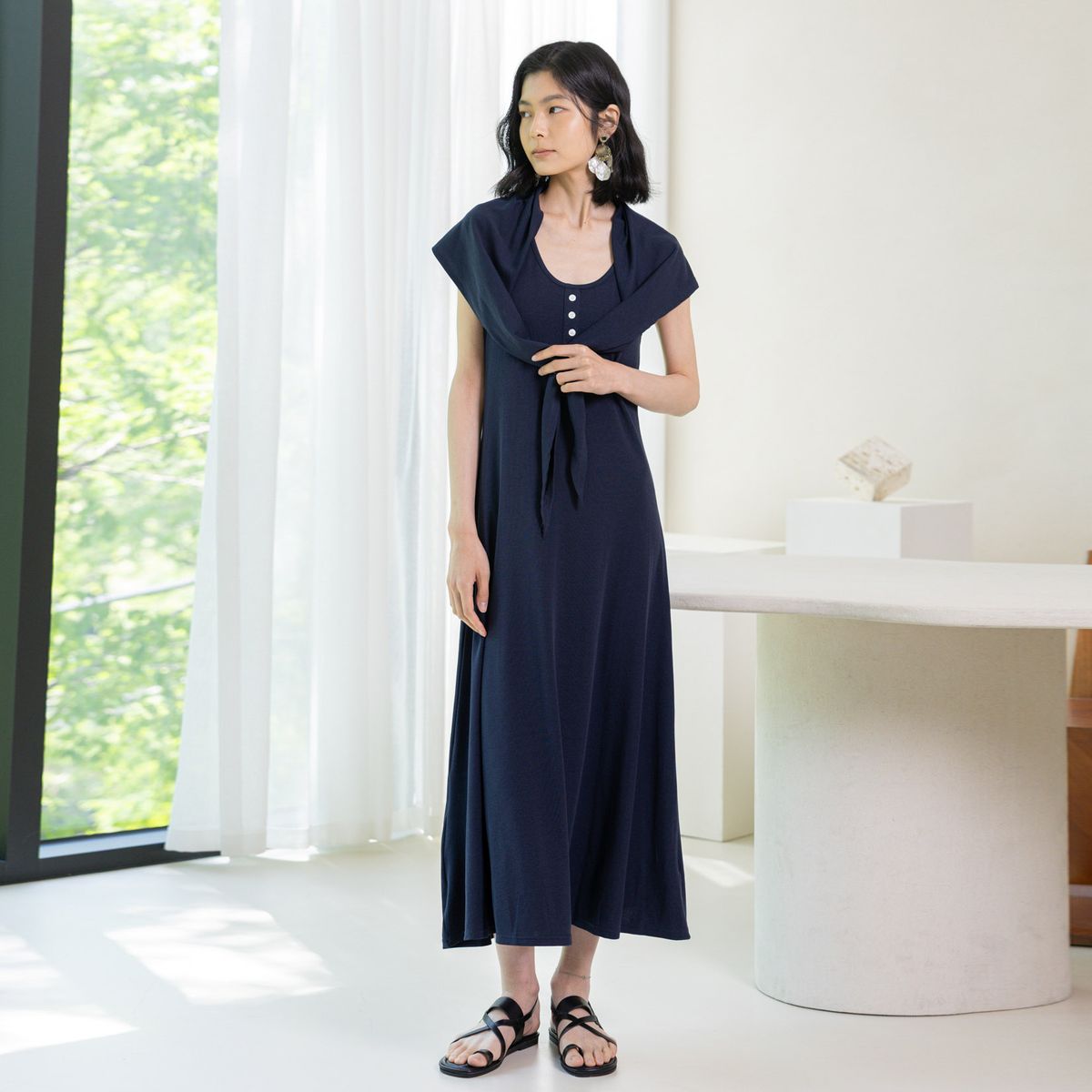랭썬(LANGSON) LS_Sleeveless button dress_2color