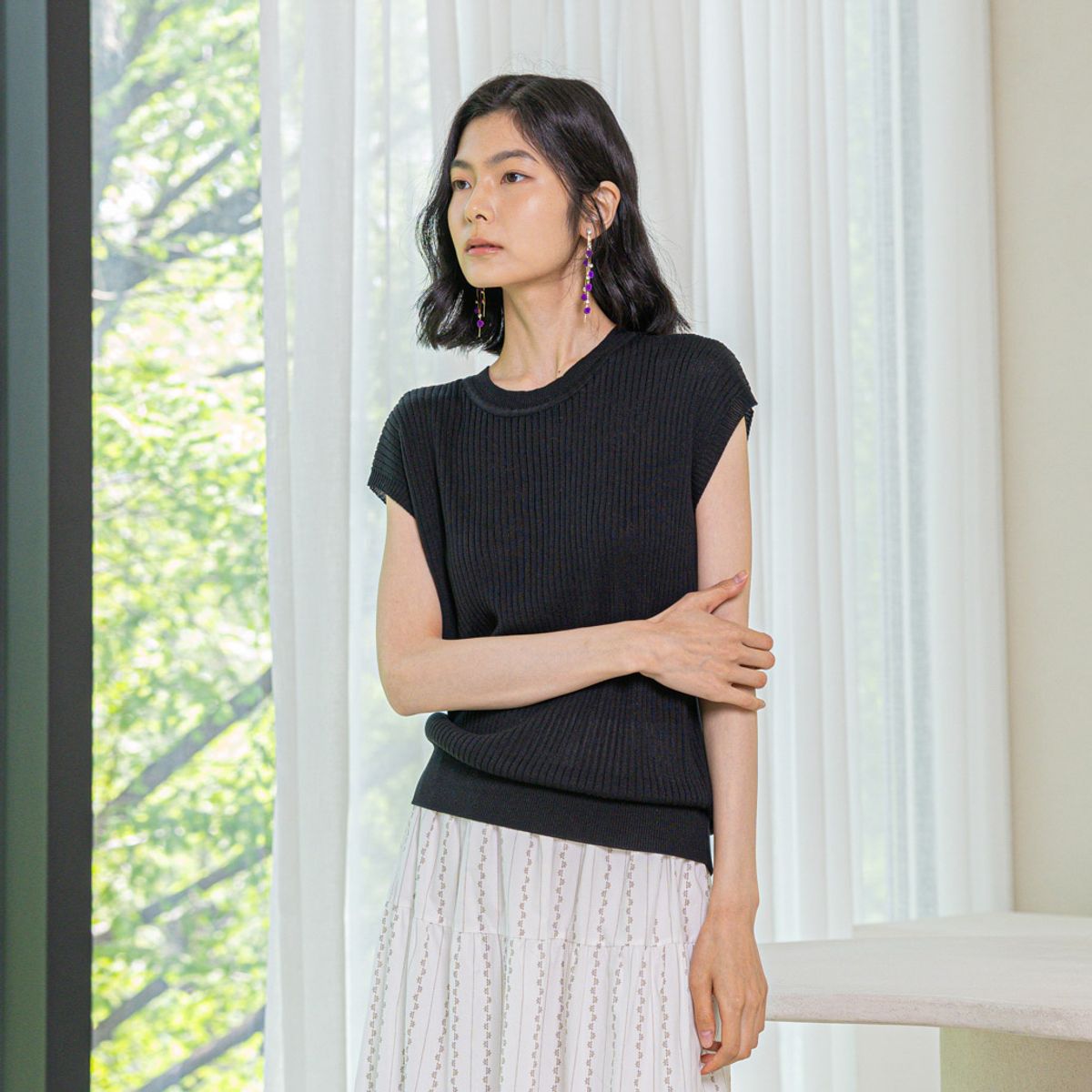 랭썬(LANGSON) LS_Backless sleeveless knit top_2color