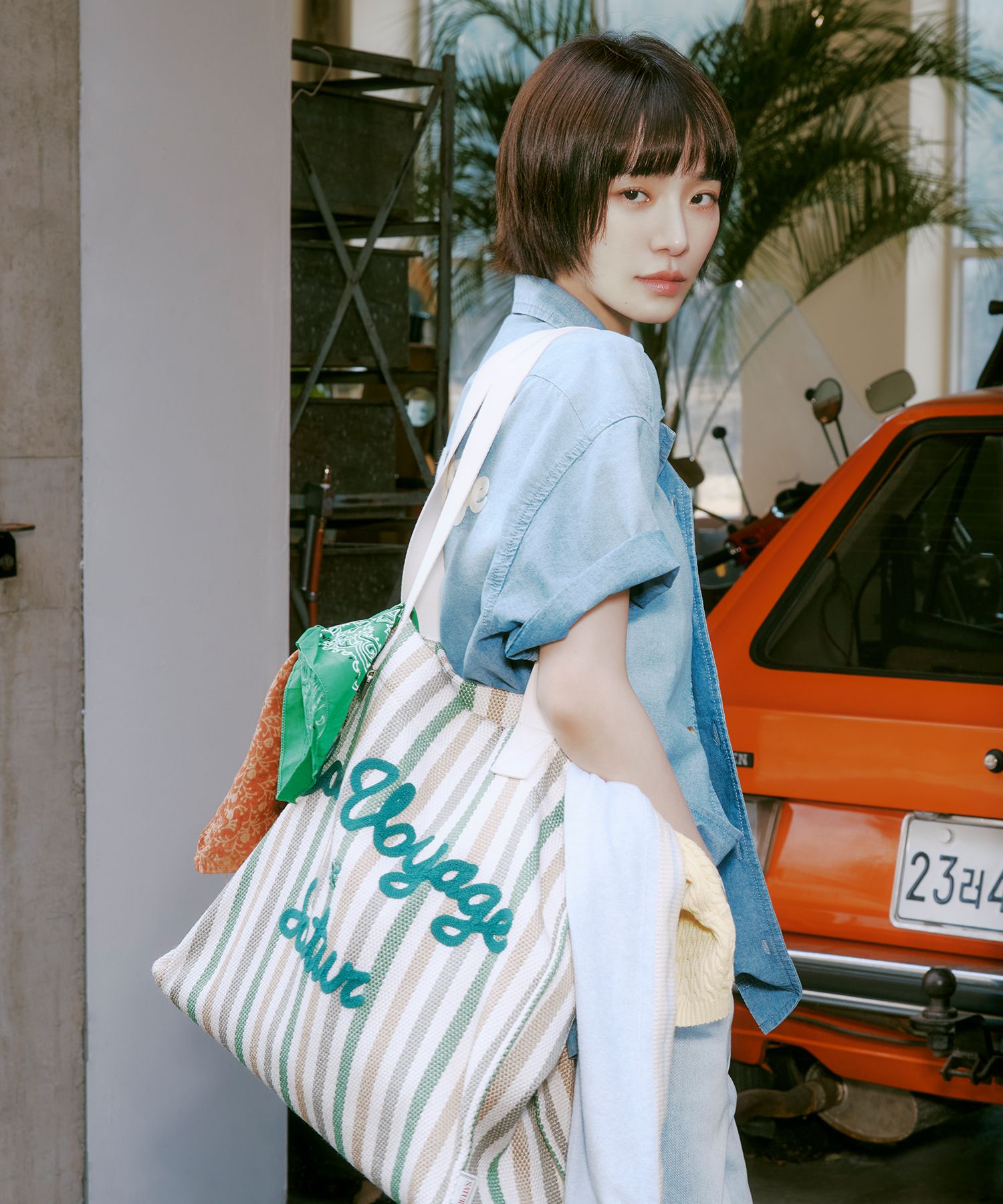 トートバッグ SATUR Bon Voyage Over Size Beach Bag 5FT1672 MUSINSA | SATUR Bon Voyage Oversized Beach Bag Green