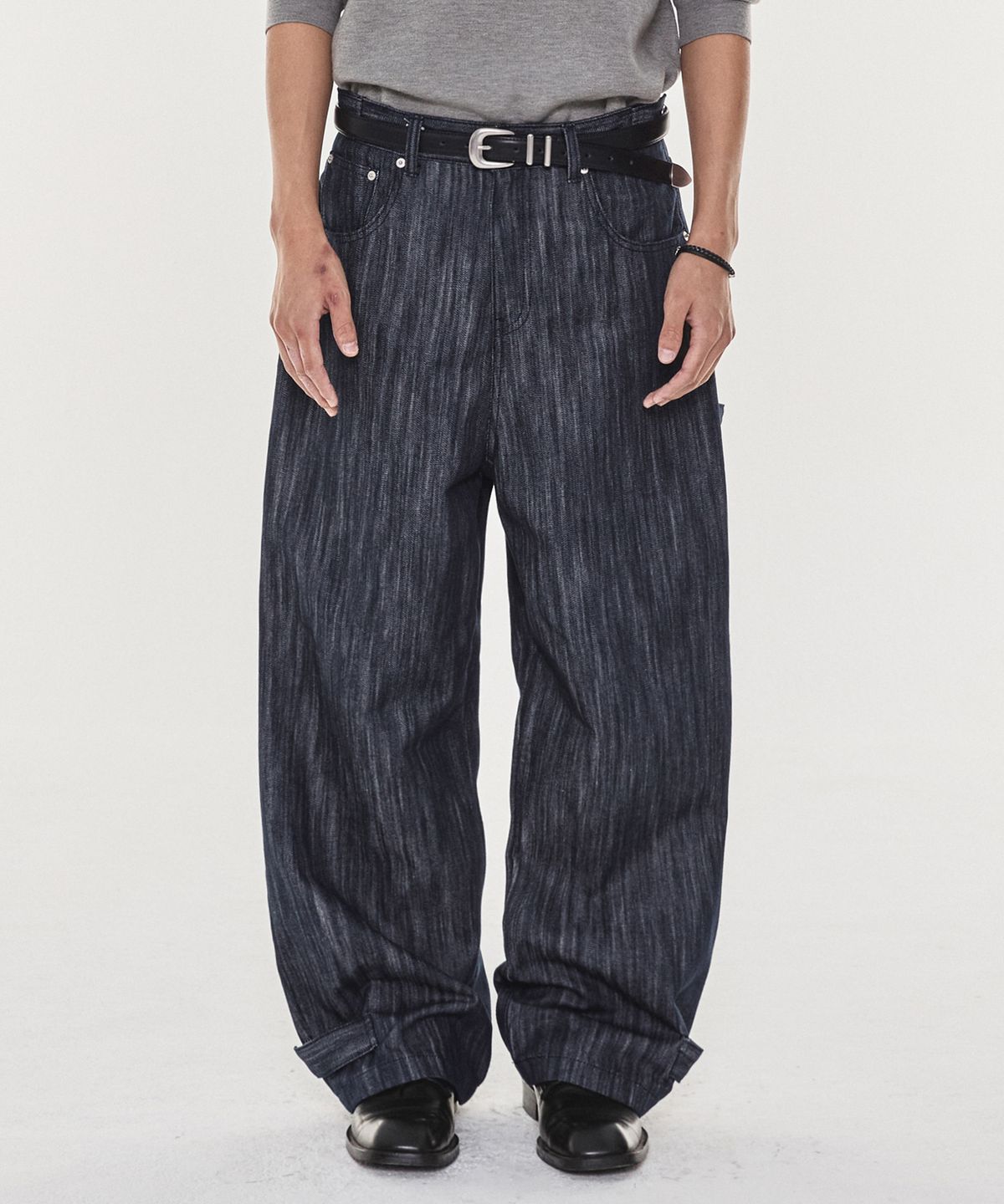기철(KICHUL) Hem button wide denim pants (raw indigo)