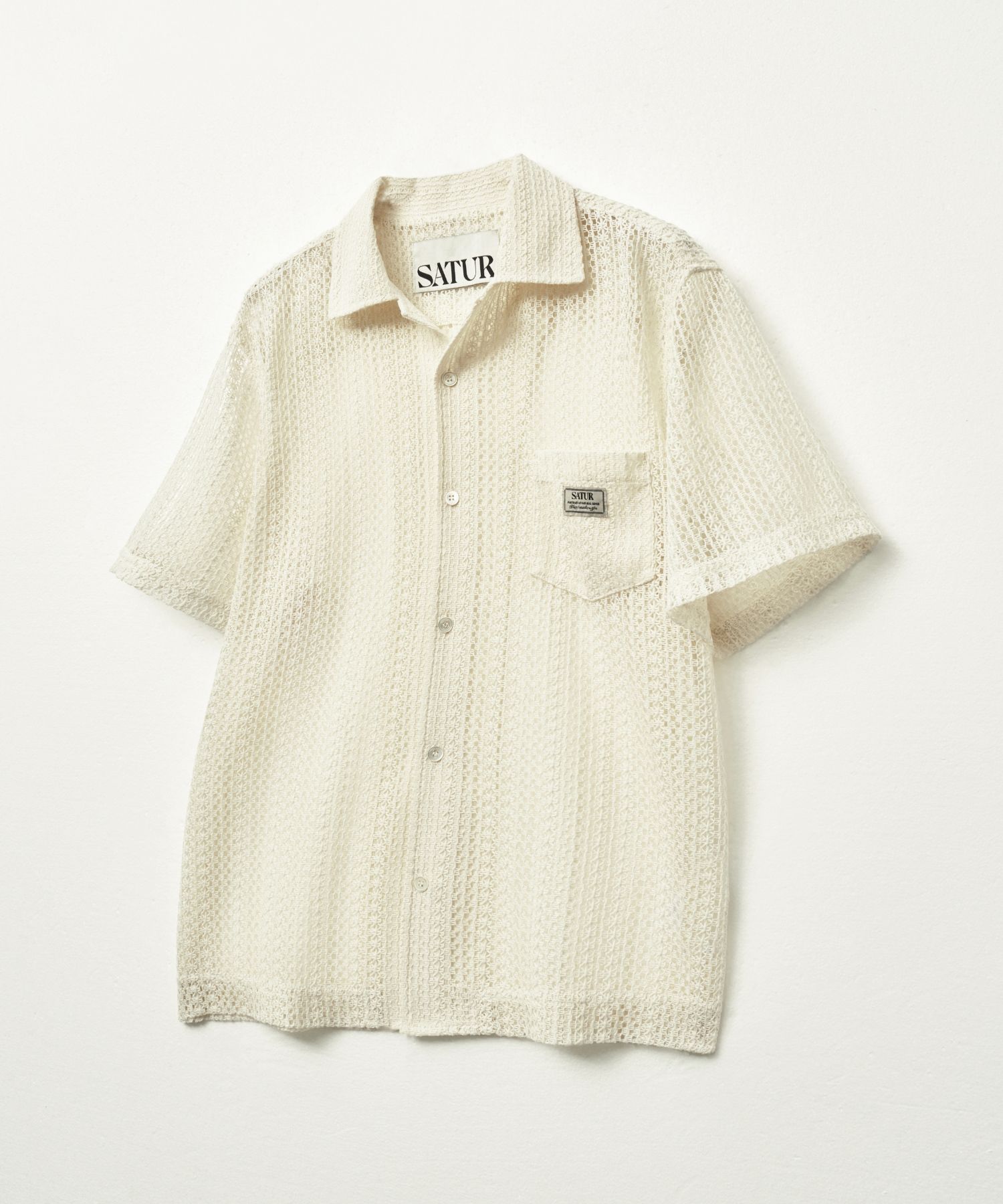 [25SS]★SATUR★Crochet Open Collar Half Shirt★半袖シャツ 25SS]☆SATUR☆Crochet Open Collar Half Shirt☆半袖シャツ