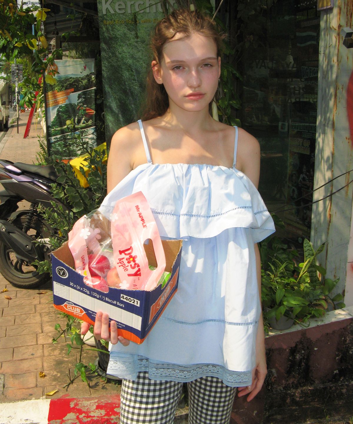 시눈(SINOON) Double Flared Blouse & Skirt (Sky Blue)