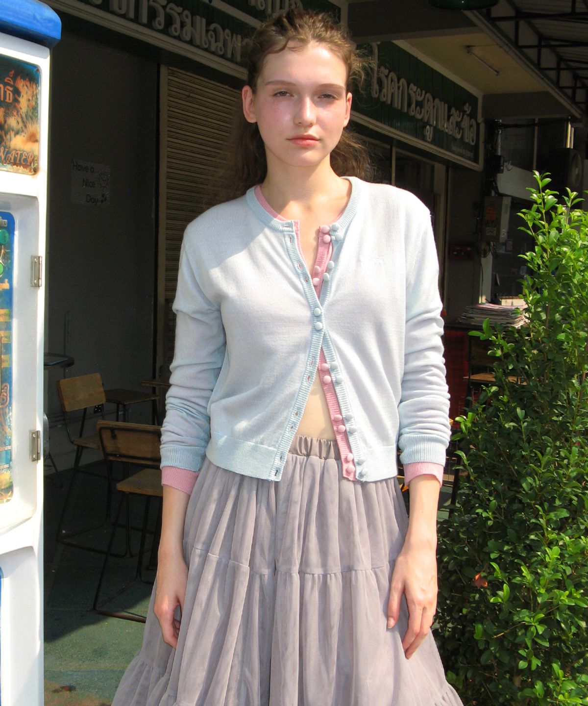 시눈(SINOON) Double Button Cardigan (Blue)
