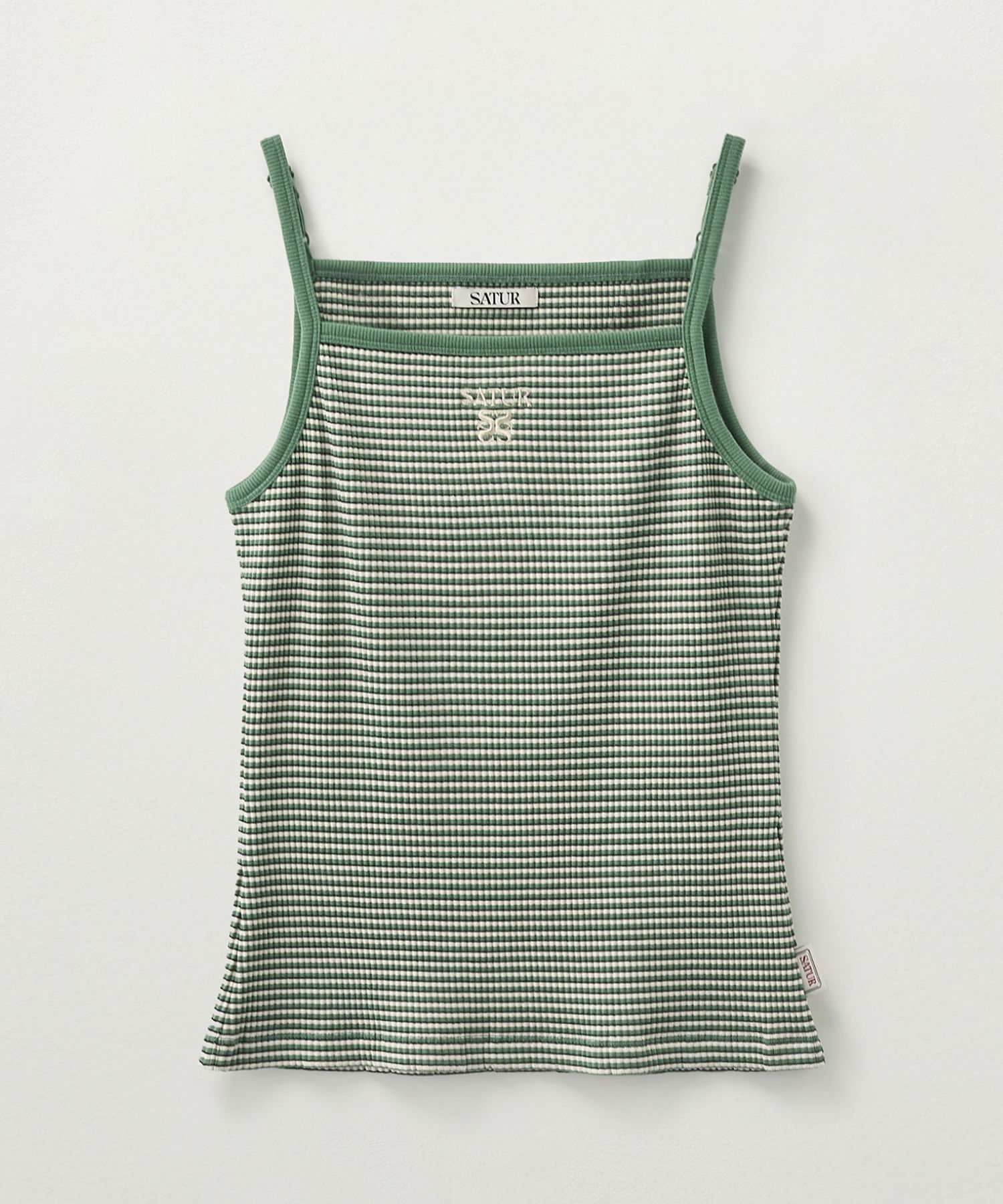 MUSINSA | SATUR (W) Apero Logo Stripe Sleeveless Top Green