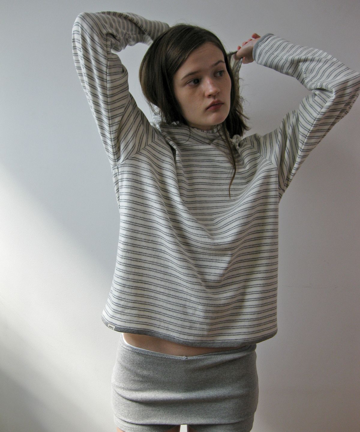 나츠(NAATS) Stripe comfort hoodie, ivory