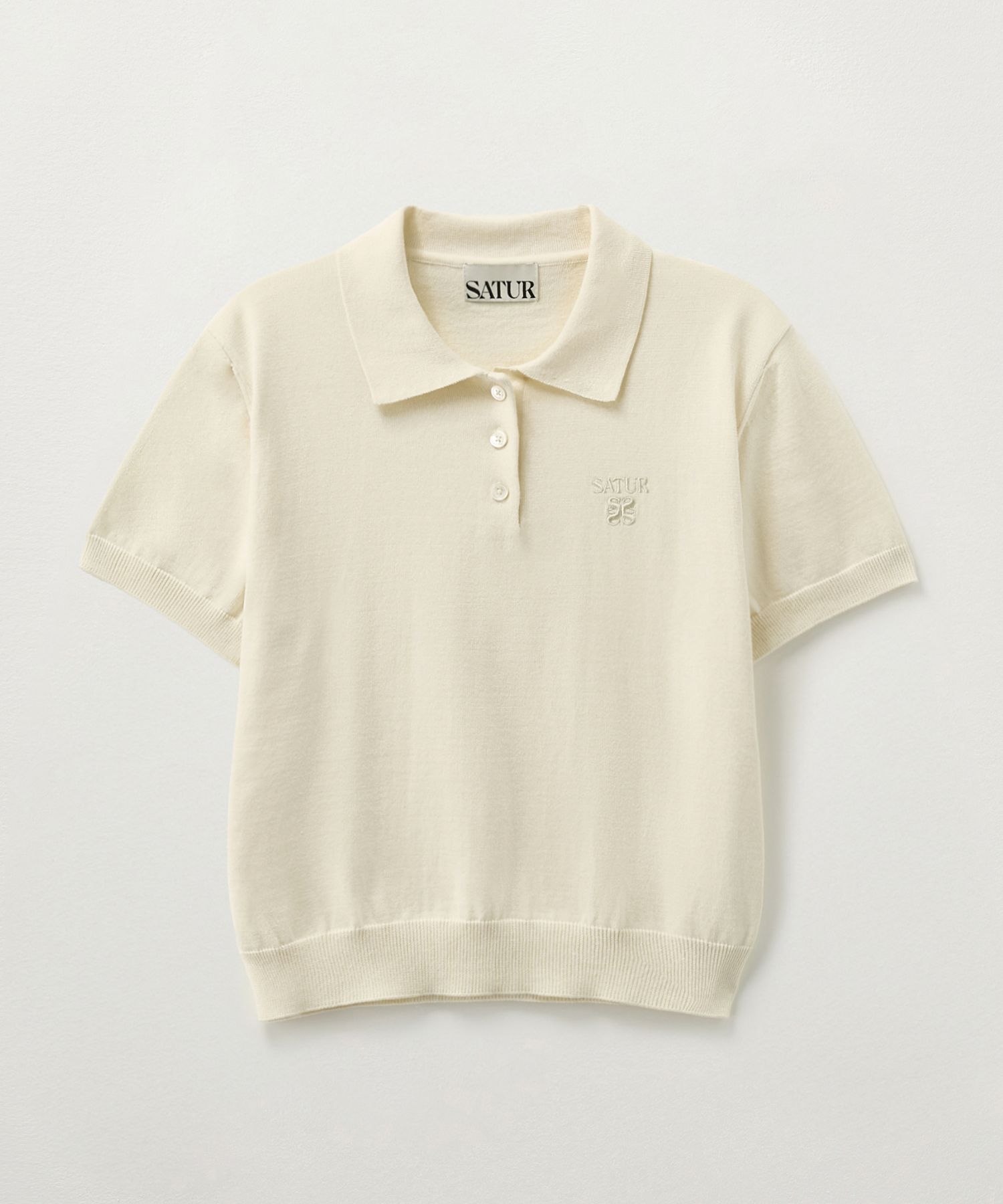 ★SATUR★Fine Half Pique Polo Knit MUSINSA | SATUR (W) Fine Half Pique Polo Knit Cream