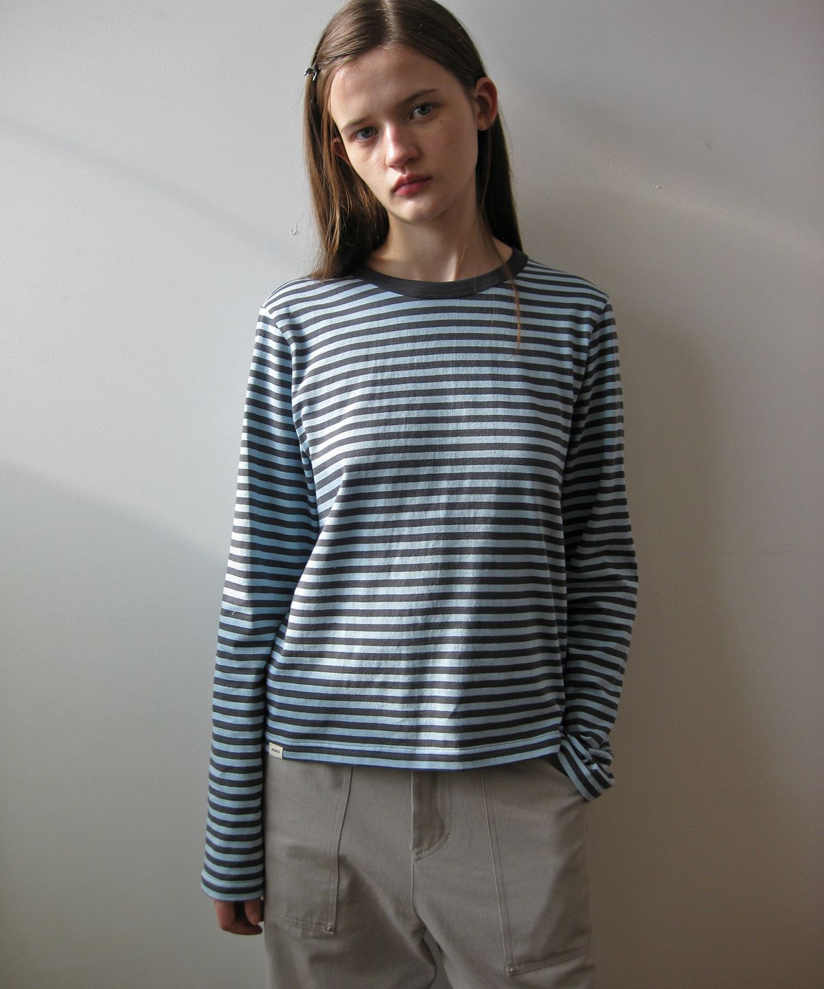 나츠(NAATS) Stripe comfort long sleeve, light blue