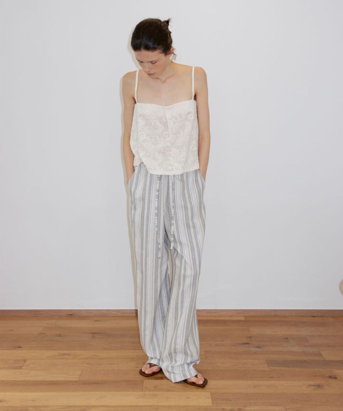 수수무(SUSUMU) SHIRT PANTS - ecru stripe