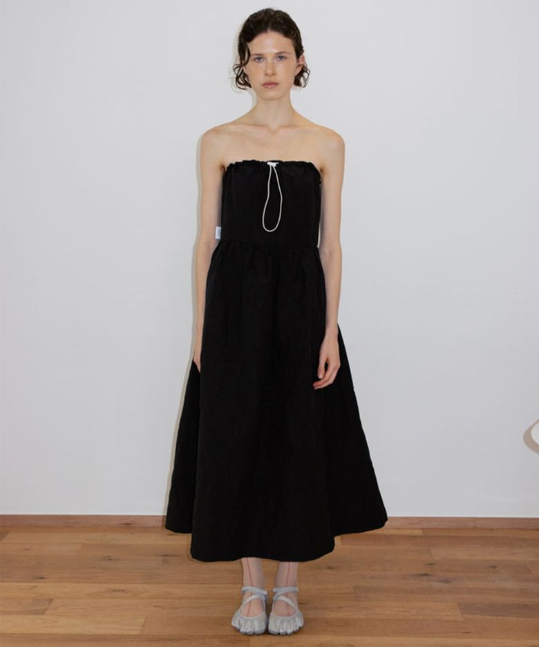 RECYCLED STRAPLESS DRESS - black