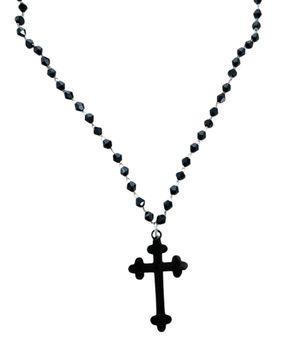 Black Cross Beads Chain Necklace