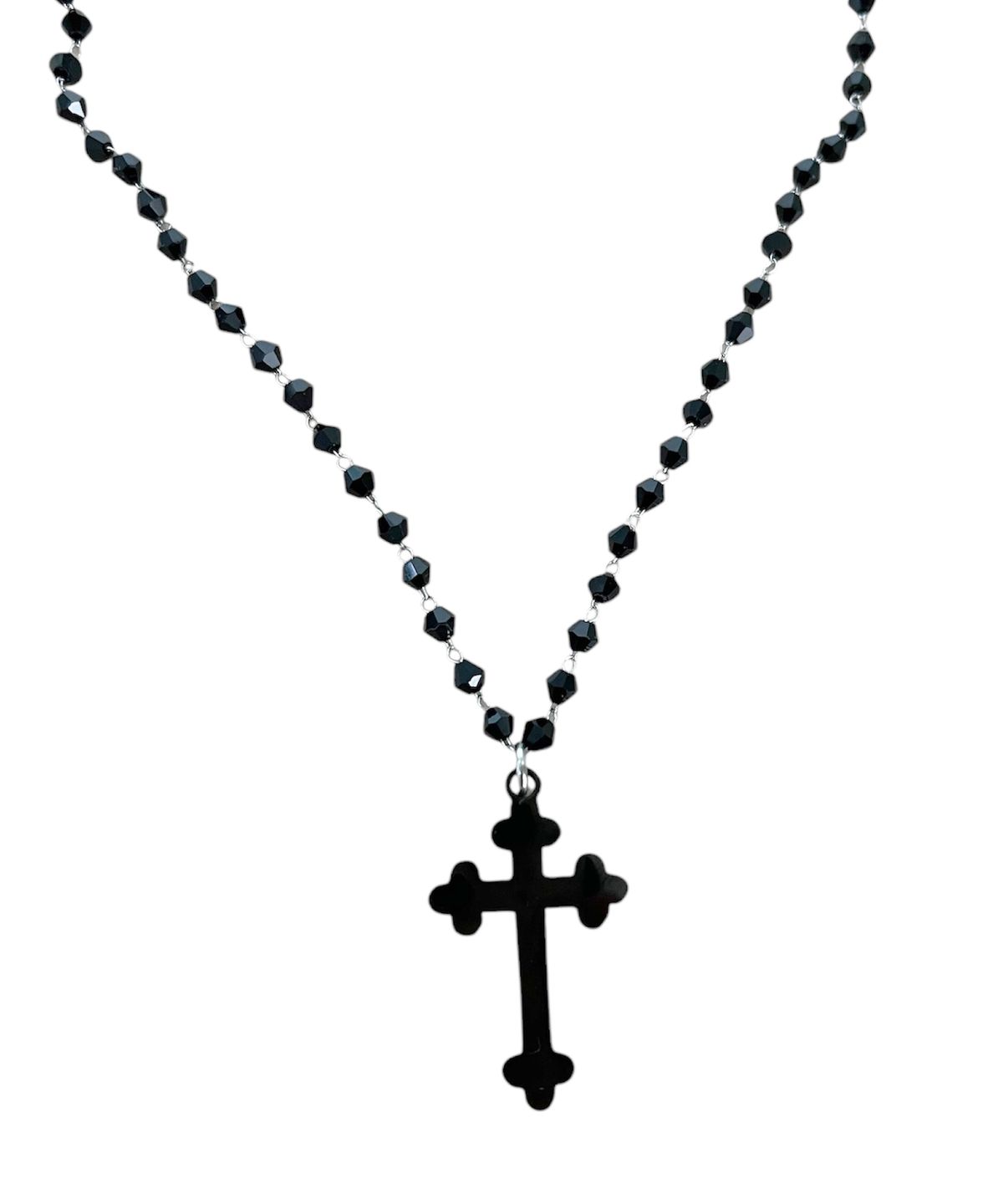스케이터락(SK8ER ROCK) Black Cross Beads Chain Necklace