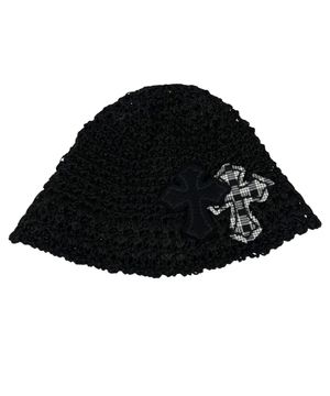 Cross Knit Bucket Hat ((black))