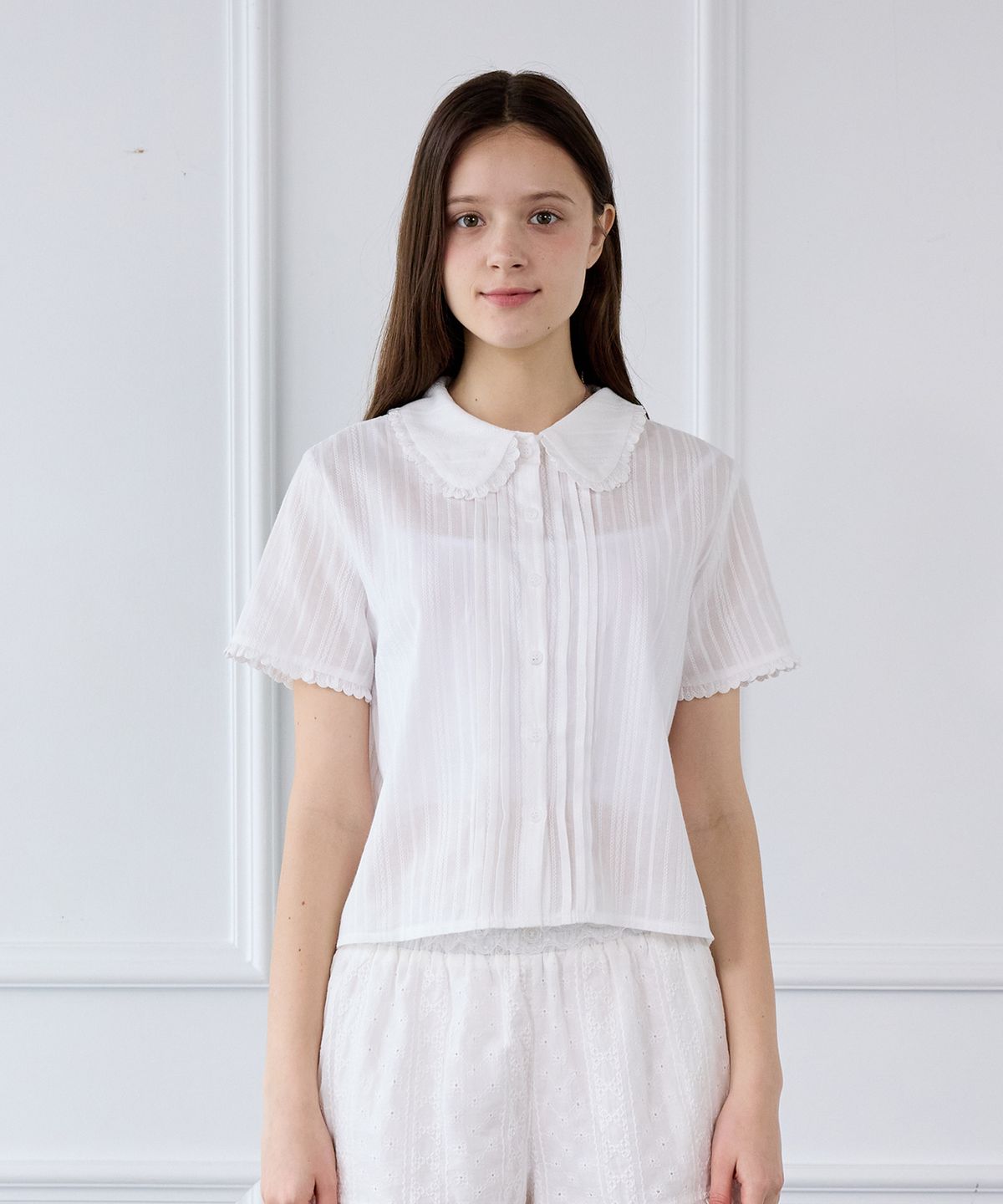 핑크파인애플(PINK PINEAPPLE) SWEETIE COLLAR HALF BLOUSE_IVORY